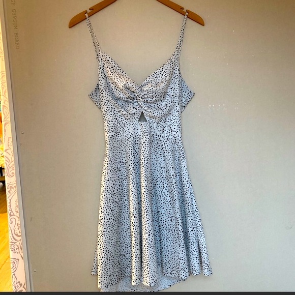 Shein White with Black Polka Dot Mini Dress with Tie Back Adjustable Straps - Picture 3 of 4